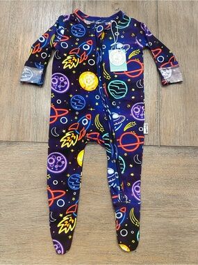 Gigi And Max Colorful Space Theme New Bamboo Zipper Sleeper | Size Newborn